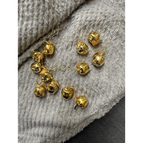 Vintage Golden Apple Ornaments Set Of 12 For Your Gold Christmas Tree - Picture 1 of 8
